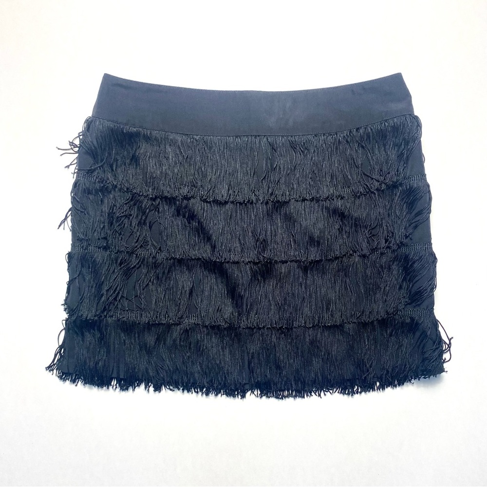 Nanette Lepore black fringe mini skirt